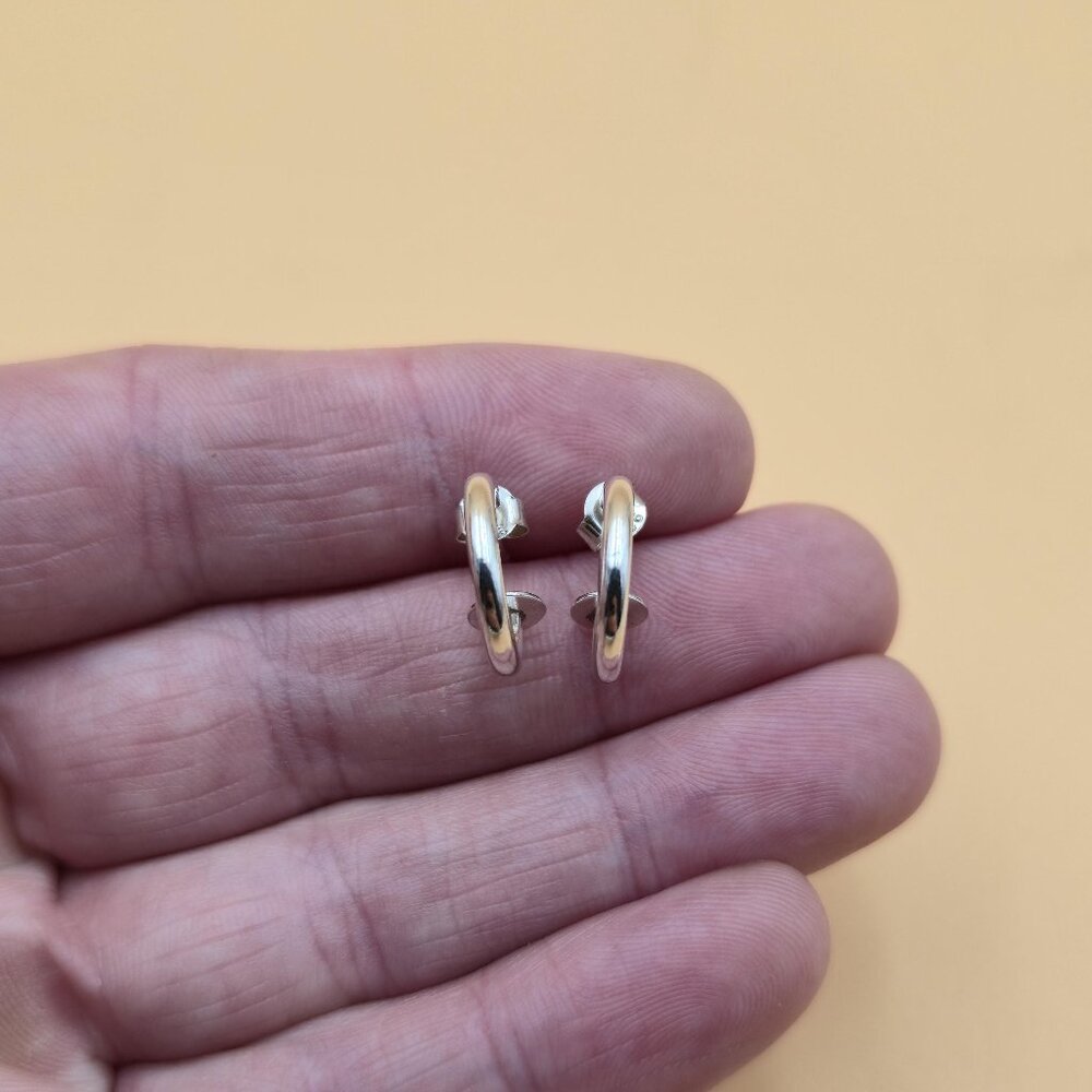 Sterling Silver Small Almost Full Hoop Dangle Earrings A5737